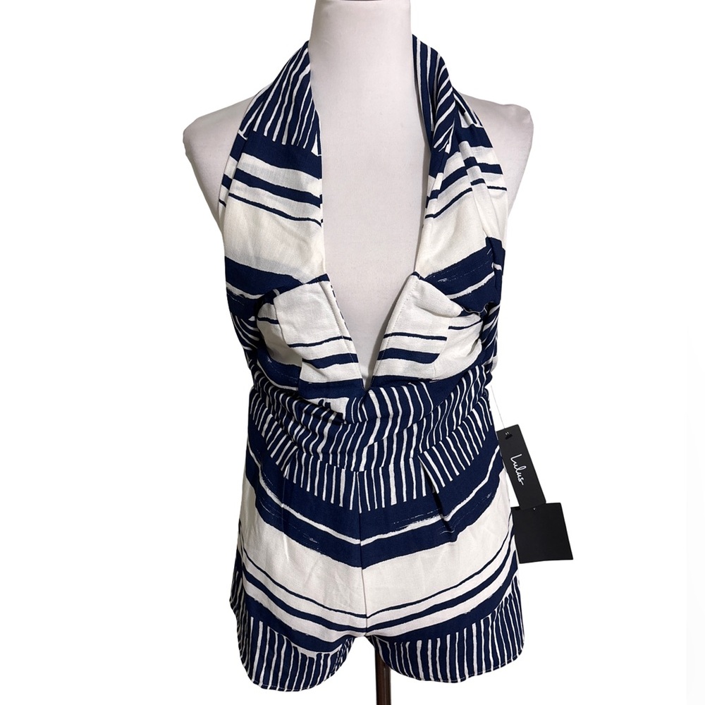 Lulus Halter Neck Romper Striped